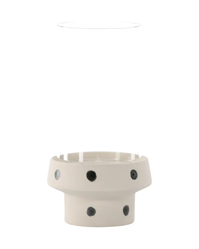 Davida Windlicht mit Glaszylinder auf Steinzeugsockel in Ø 15 cm, Beige, Ansicht 3