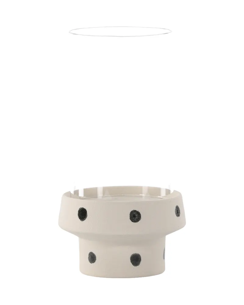 Davida Windlicht mit Glaszylinder auf Steinzeugsockel in Ø 15 cm, Beige, Ansicht 4