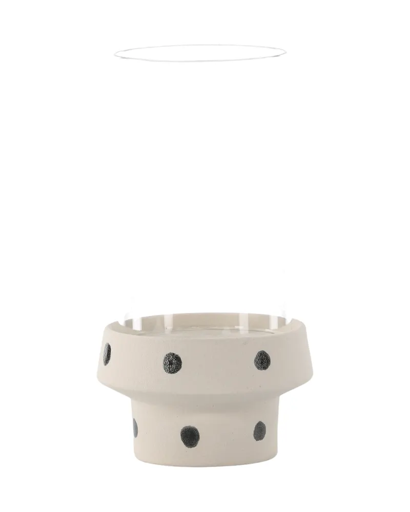 Davida Windlicht mit Glaszylinder auf Steinzeugsockel in Ø 15 cm, Beige, Ansicht 5