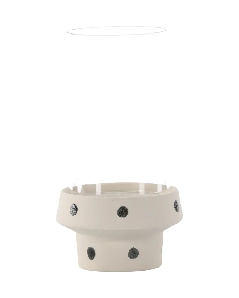 Davida Windlicht mit Glaszylinder auf Steinzeugsockel in Ø 15 cm, Beige, Ansicht 6