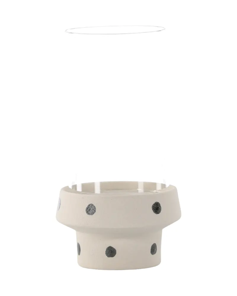 Davida Windlicht mit Glaszylinder auf Steinzeugsockel in Ø 15 cm, Beige, Ansicht 7