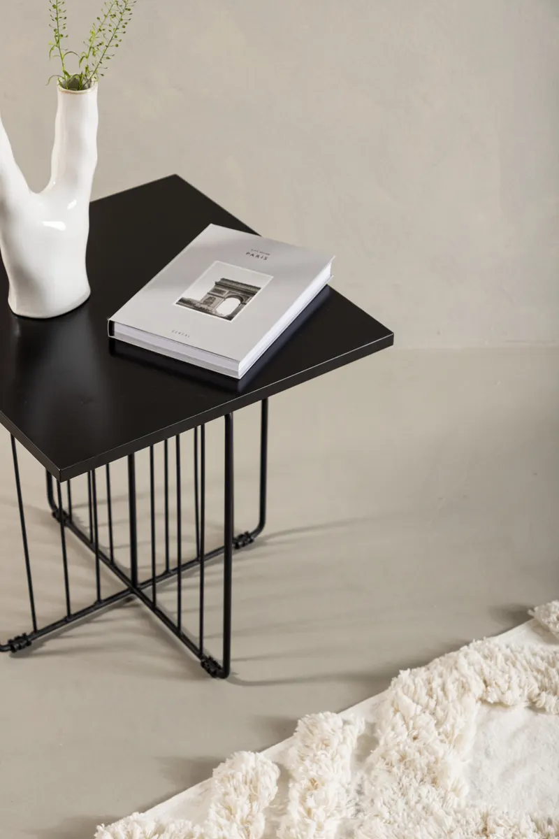 Dayton quadratischer Couchtisch mit Stabgestell in 40 × 40 cm, im Wohnraum, Ansicht 2