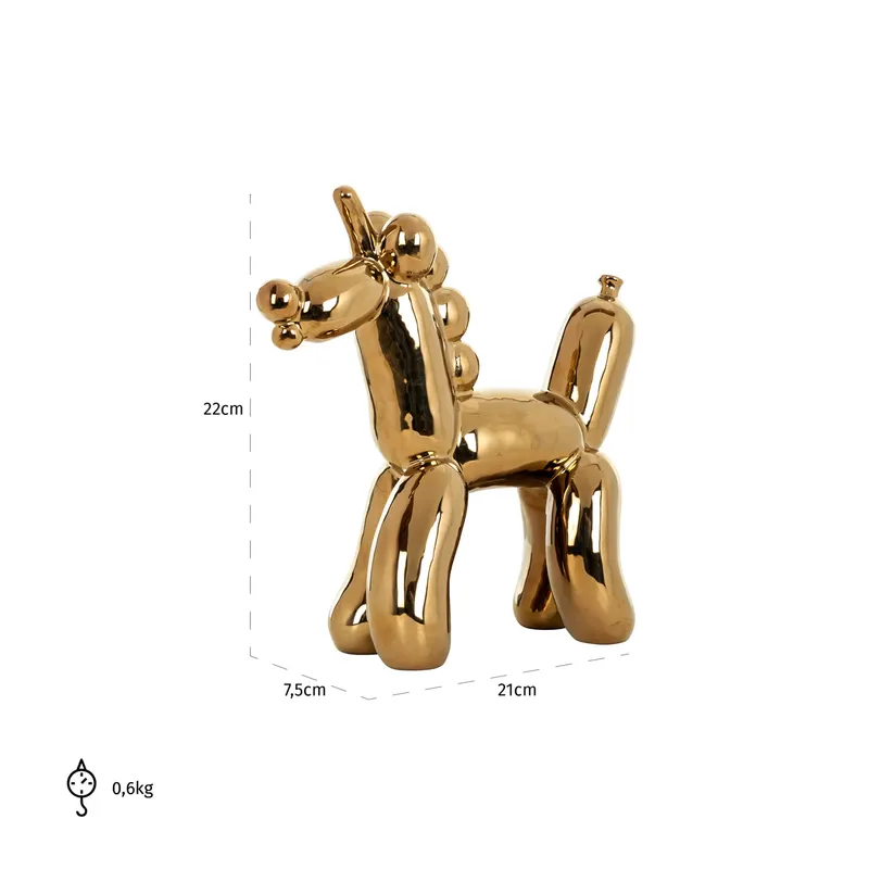 Dekoobjekt Balloonicorn, Goldfarben von Richmond Interiors, Maßzeichnung 5