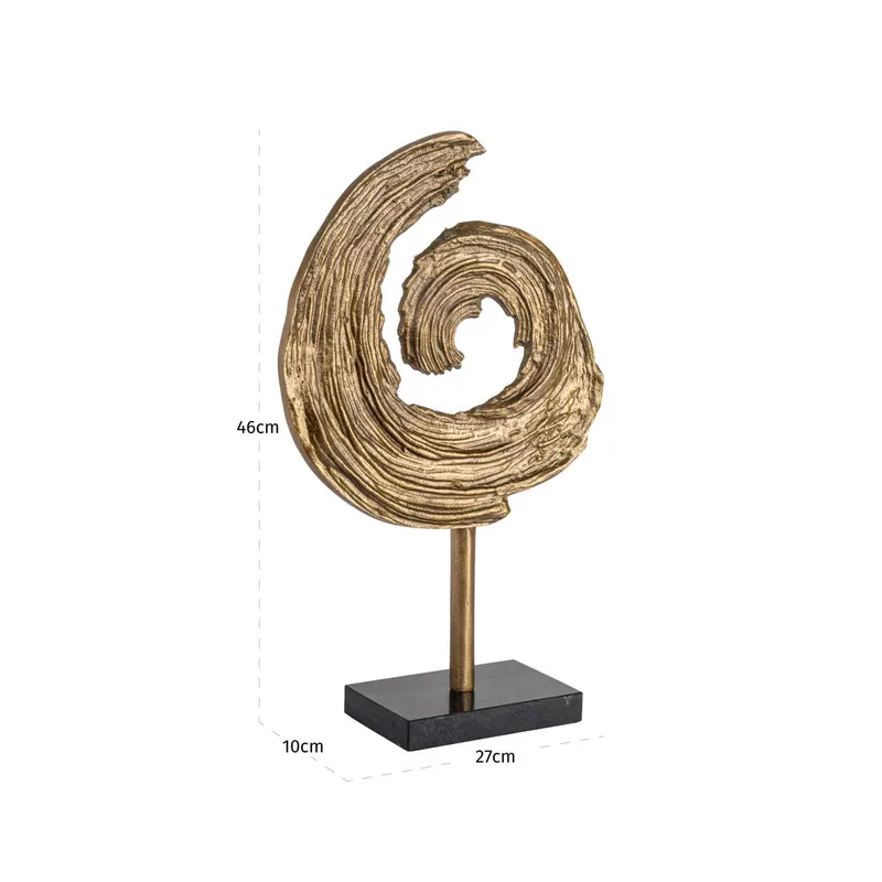 Dekoobjekt Swirl, Messingfarben antik von Richmond Interiors, Maßzeichnung 8