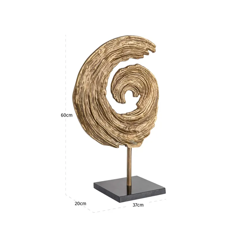 Dekoobjekt Swirl, Messingfarben antik, groß von Richmond Interiors, Maßzeichnung 8