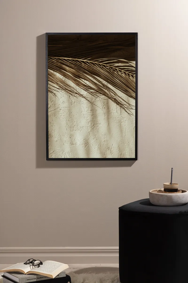 Dessert Poster mit getrockneten Palmblättern in 70 × 50 cm, im Wohnraum, Ansicht 1