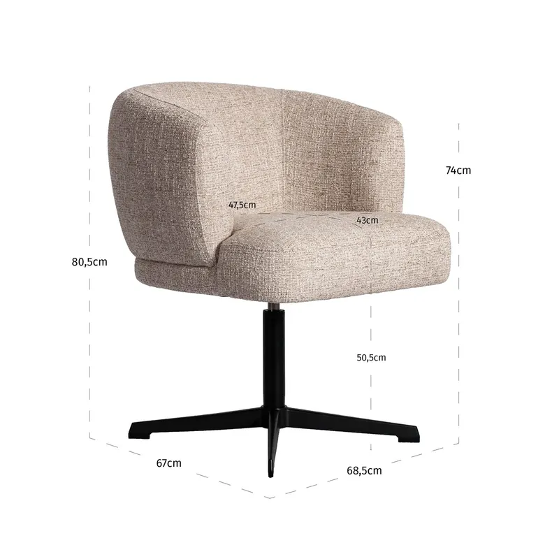 Dinan Esszimmerstuhl, Cream tweed von Richmond Interiors, Maßzeichnung 10