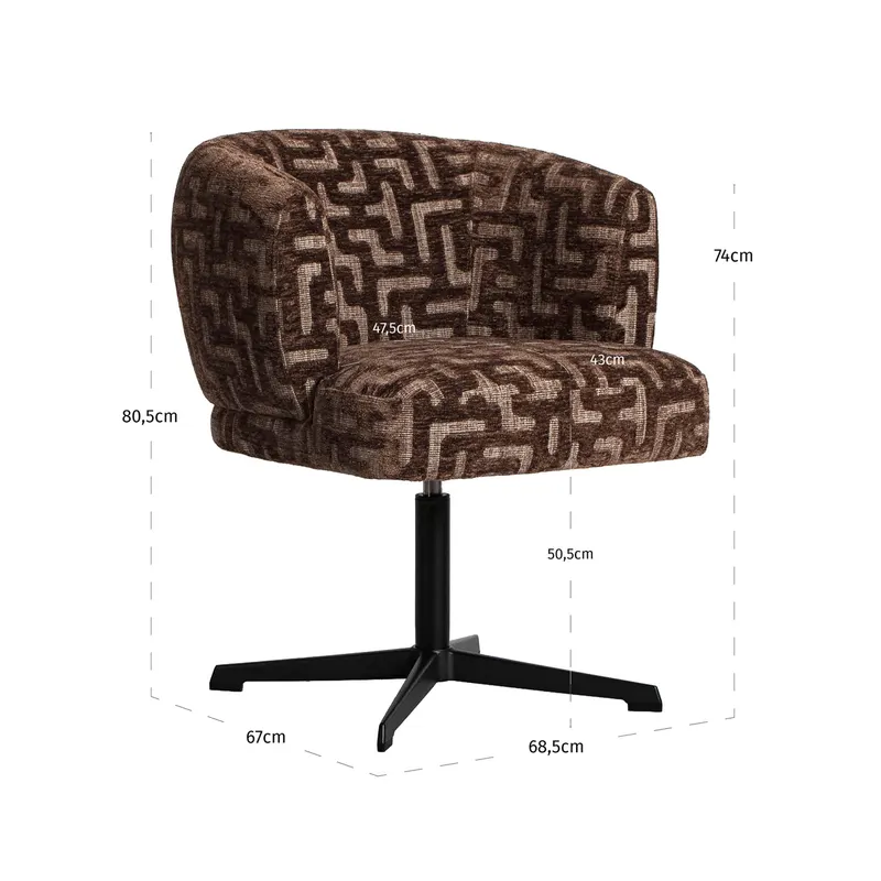 Dinan Esszimmerstuhl, Brown labyrinth von Richmond Interiors, Maßzeichnung 9