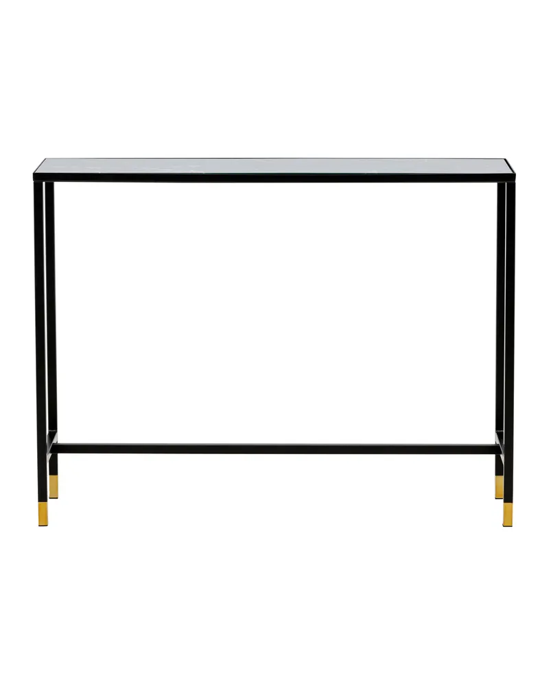 Dipp schmaler Konsolentisch mit Glasplatte, 100 × 30 cm, Transparent, Gestell Schwarz