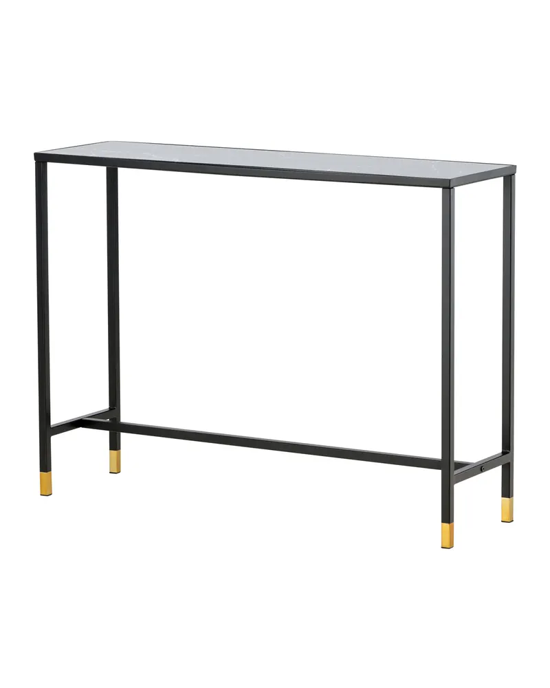 Dipp schmaler Konsolentisch mit Glasplatte in Schwarz, Ansicht 5