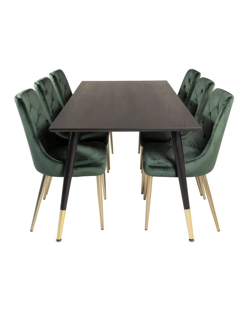 Dipp & Velvet Deluxe Essgruppe: Esstisch 180 × 90 cm mit 6 Stühlen
