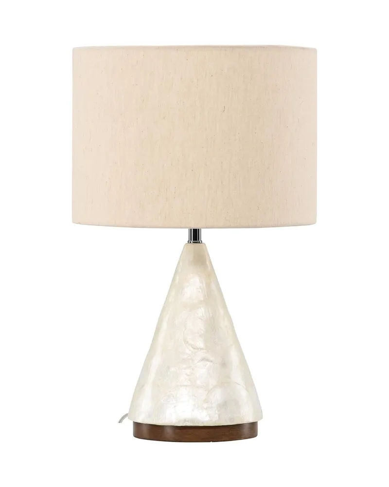 Donsö Tischlampe mit Kegelfuß aus Capiz-Muschel und Juteschirm, Ansicht 12