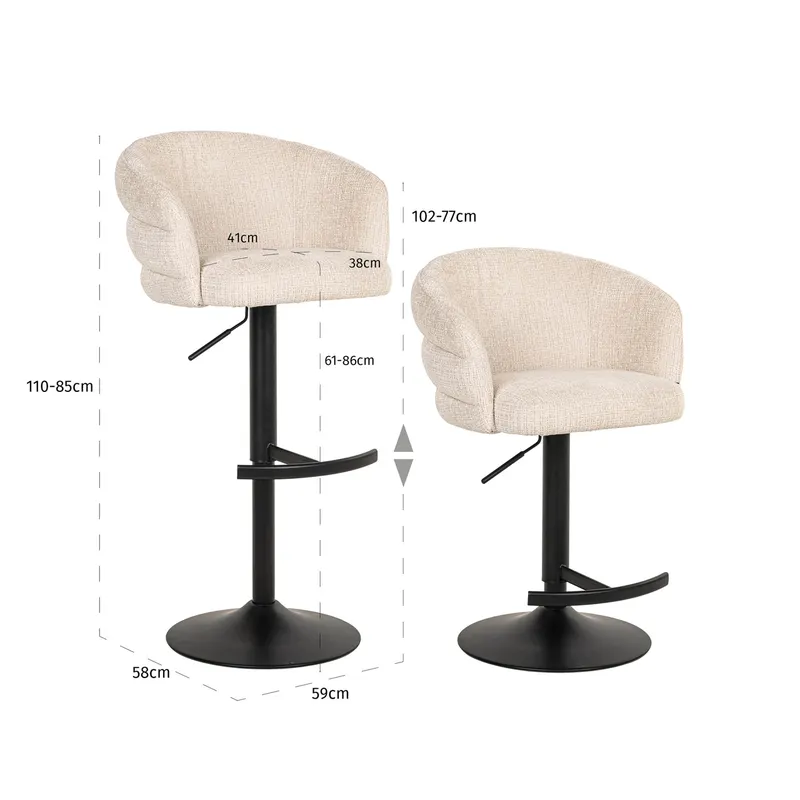 Barhocker Nikki, Niagara beige von Richmond Interiors, Maßzeichnung 18