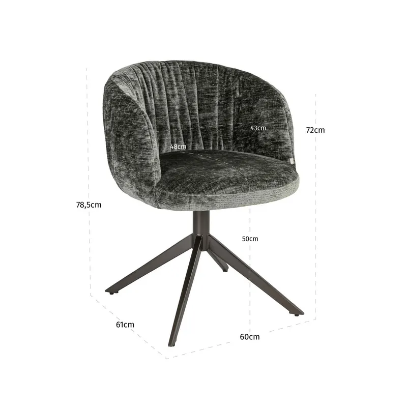 Esszimmerstuhl Cassi, Sage chenille, drehbar von Richmond Interiors, Maßzeichnung 9