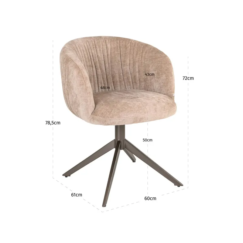 Esszimmerstuhl Cassi, Sand soft, drehbar von Richmond Interiors, Maßzeichnung 9