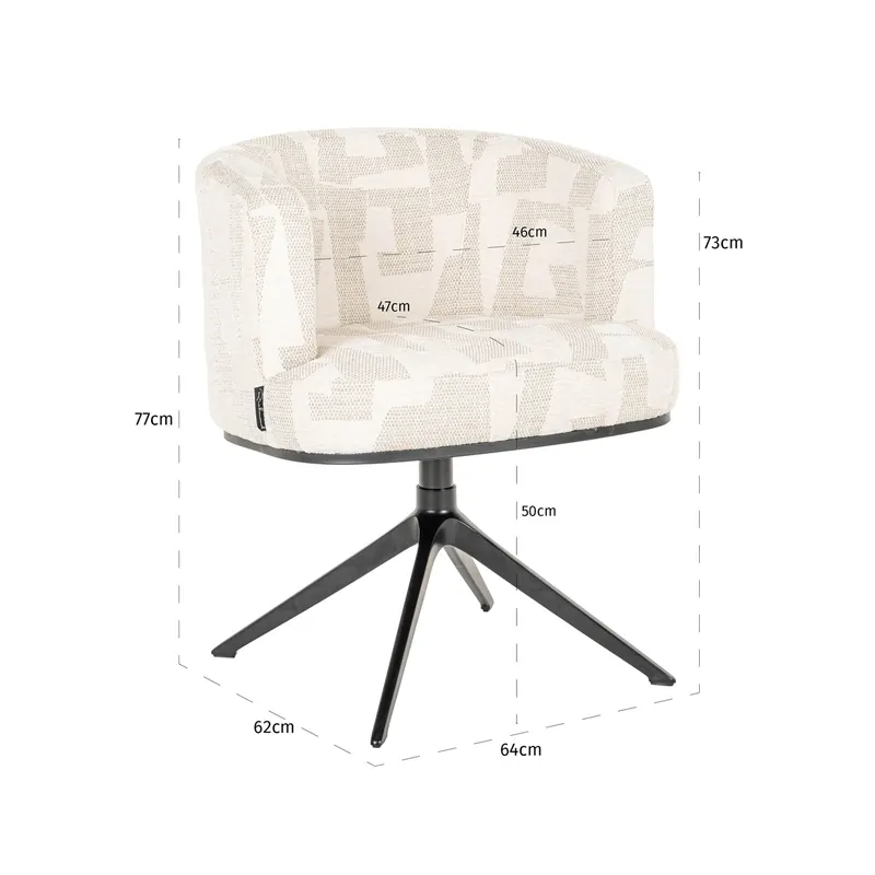 Esszimmerstuhl Cheyenne, Beige graffic, drehbar von Richmond Interiors, Maßzeichnung 18