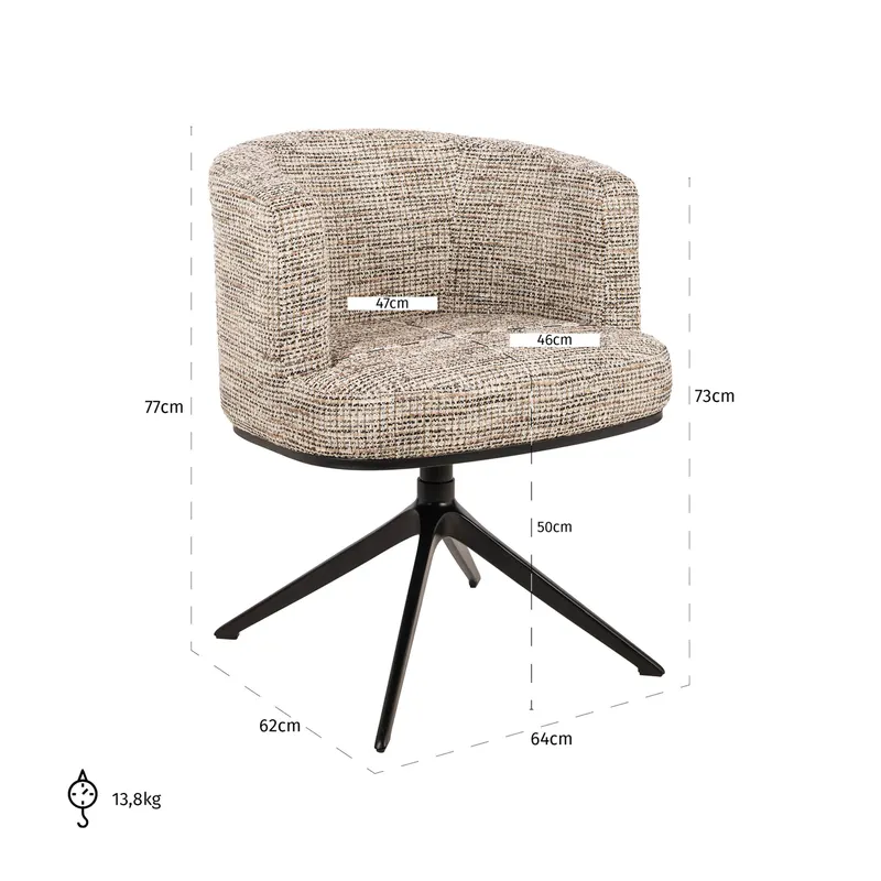 Esszimmerstuhl Cheyenne, Trendy nature, drehbar von Richmond Interiors, Maßzeichnung 19