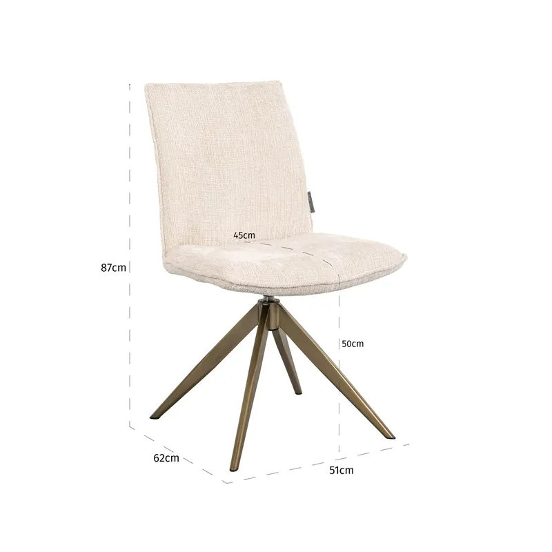 Drehbarer Esszimmerstuhl Dakota, Niagara beige von Richmond Interiors, Maßzeichnung 8