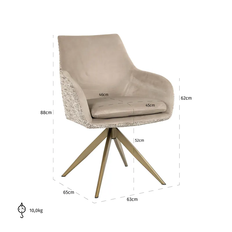 Esszimmerstuhl Lisonne, Trendy nature, drehbar von Richmond Interiors, Maßzeichnung 9
