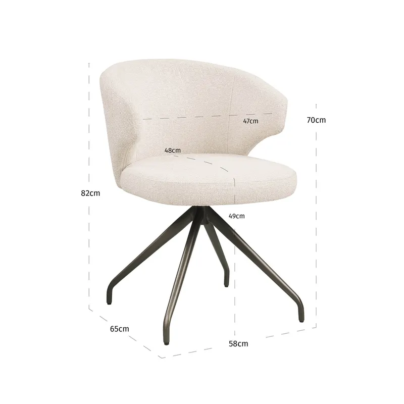 Esszimmerstuhl Milly, Biscotti, drehbar von Richmond Interiors, Maßzeichnung 11