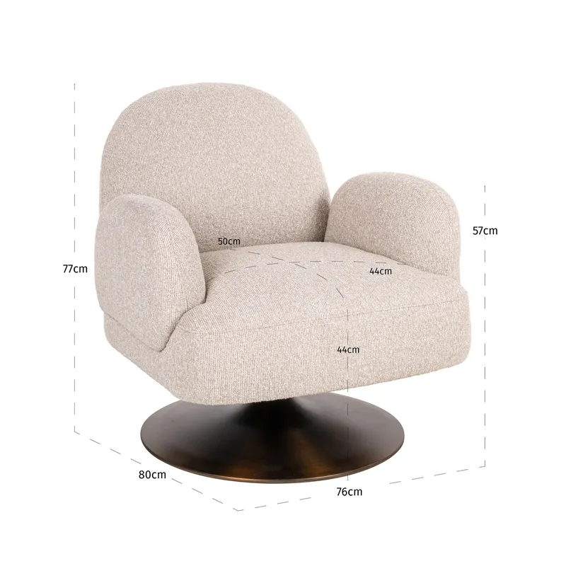 Sessel Kagney, Biscotti, drehbar von Richmond Interiors, Maßzeichnung 9