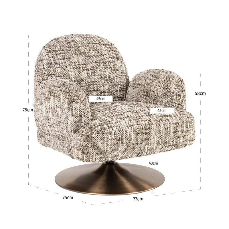 Sessel Kagney, Brown omara, drehbar von Richmond Interiors, Maßzeichnung 10