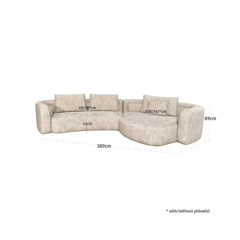 Ecksofa Angusto, Natural softweave, rechts von Richmond Interiors, Maßzeichnung 7