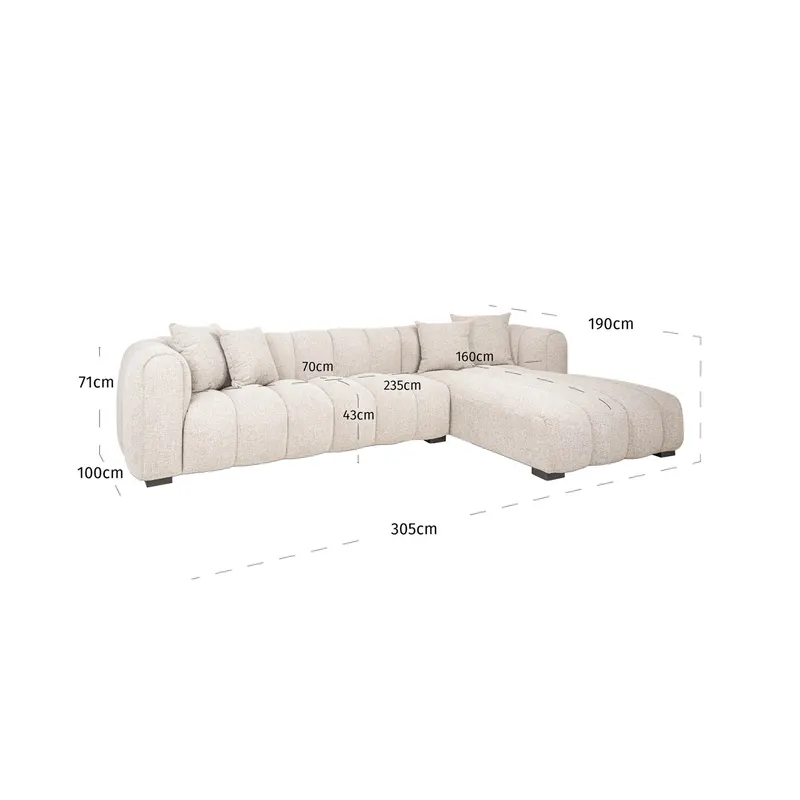 Ecksofa Novaro, Natural fancy, rechts von Richmond Interiors, Maßzeichnung 12