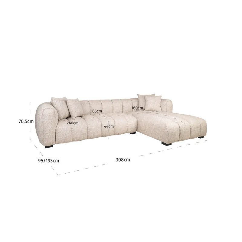 Ecksofa Novaro, Cream tweed, rechts von Richmond Interiors, Maßzeichnung 9