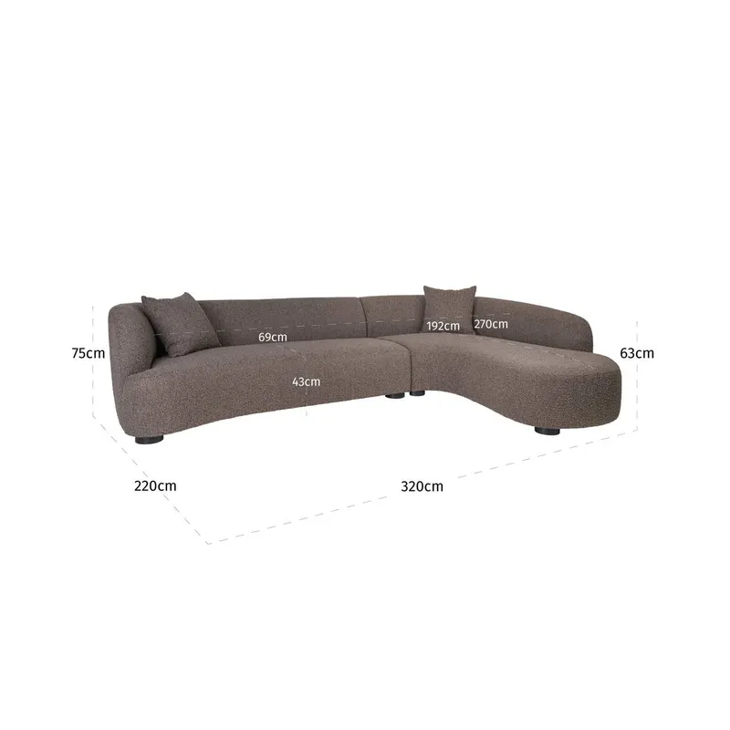 Sofa Pandora, Brown chunky, rechts von Richmond Interiors, Maßzeichnung 11