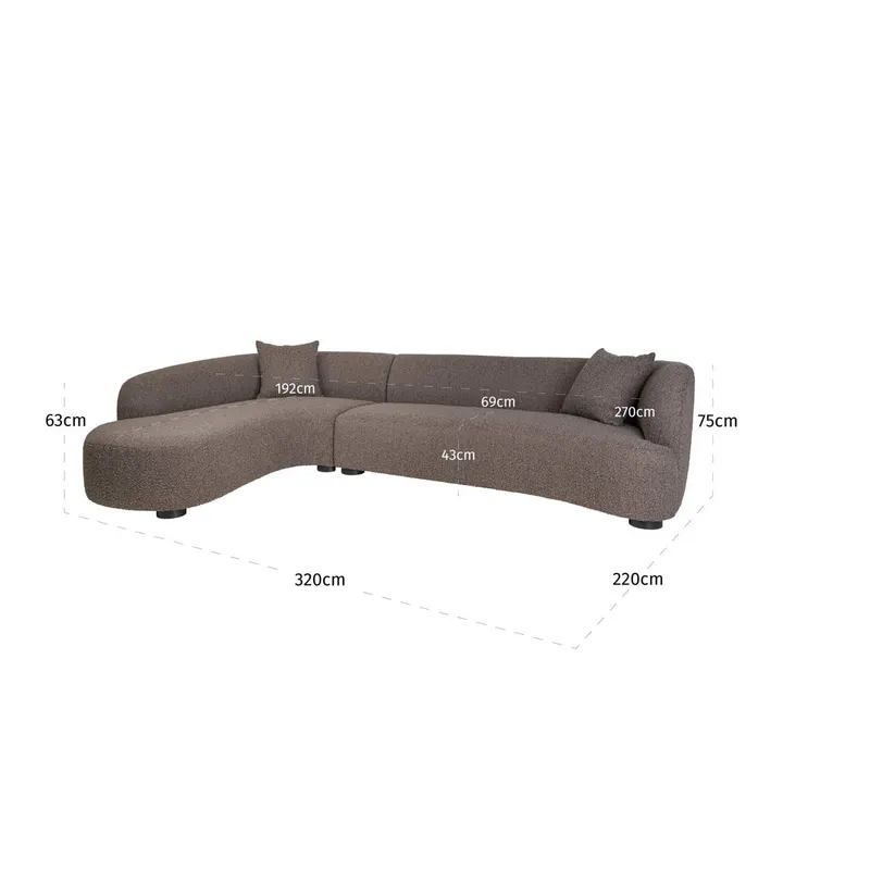 Ecksofa Pandora, Brown chunky, links von Richmond Interiors, Maßzeichnung 11