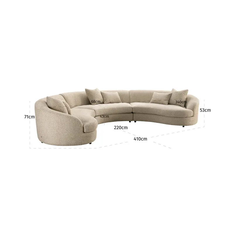 Ecksofa Morena, Cream blockweave, rechts, links, 3-Sitzer von Richmond Interiors, Maßzeichnung 6