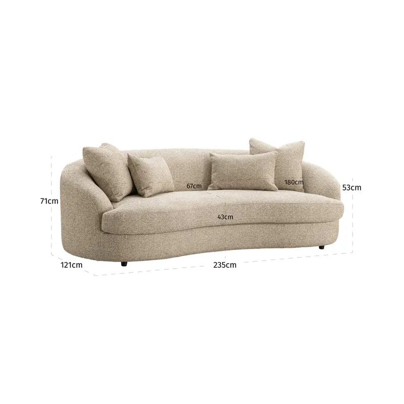 Sofa Morena, Cream blockweave, 3-Sitzer von Richmond Interiors, Maßzeichnung 5