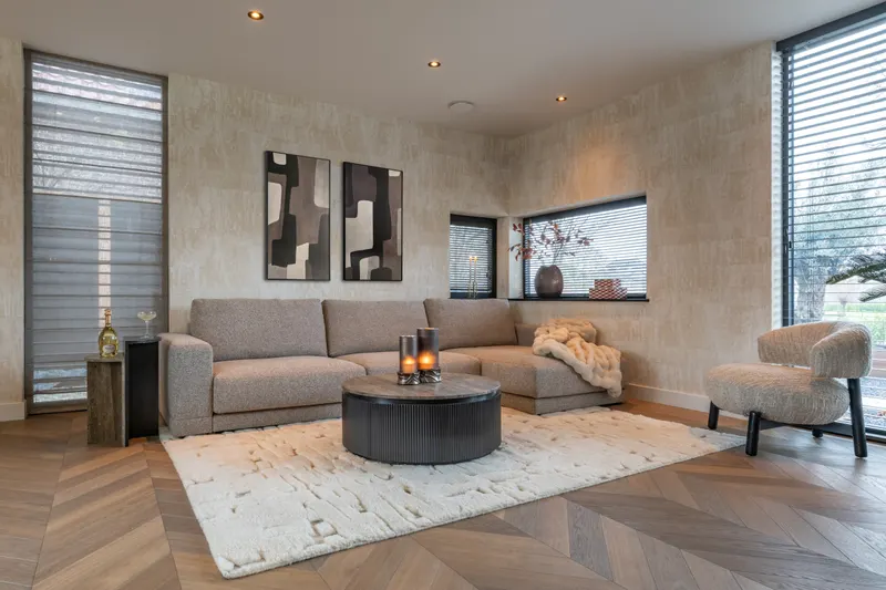 Ecksofa Trentino, Cayenne brown, rechts, links, 3,5-Sitzer von Richmond Interiors, Wohnbeispiel 13, im Wohnraum