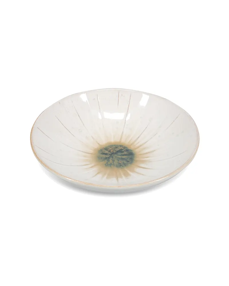 Eclipse Schale aus Steinzeug mit reaktiver Glasur in Weiß und Beige