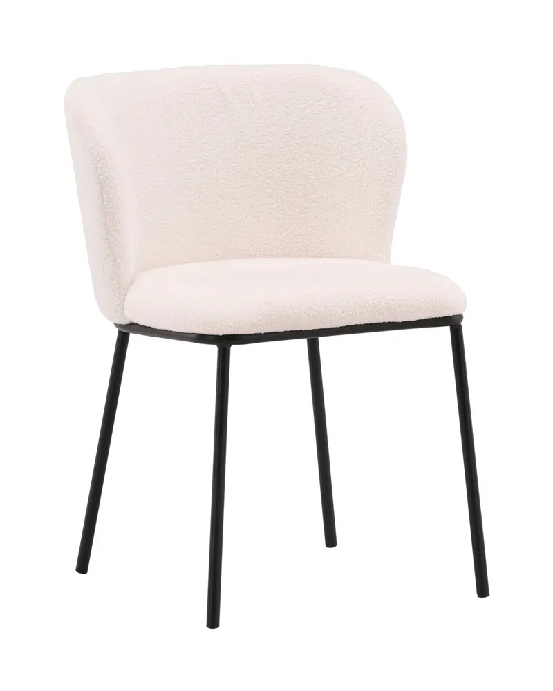 Edina Esszimmerstühle im 2er-Set in Weiß, Gestell Schwarz, Bouclé, Ansicht 2