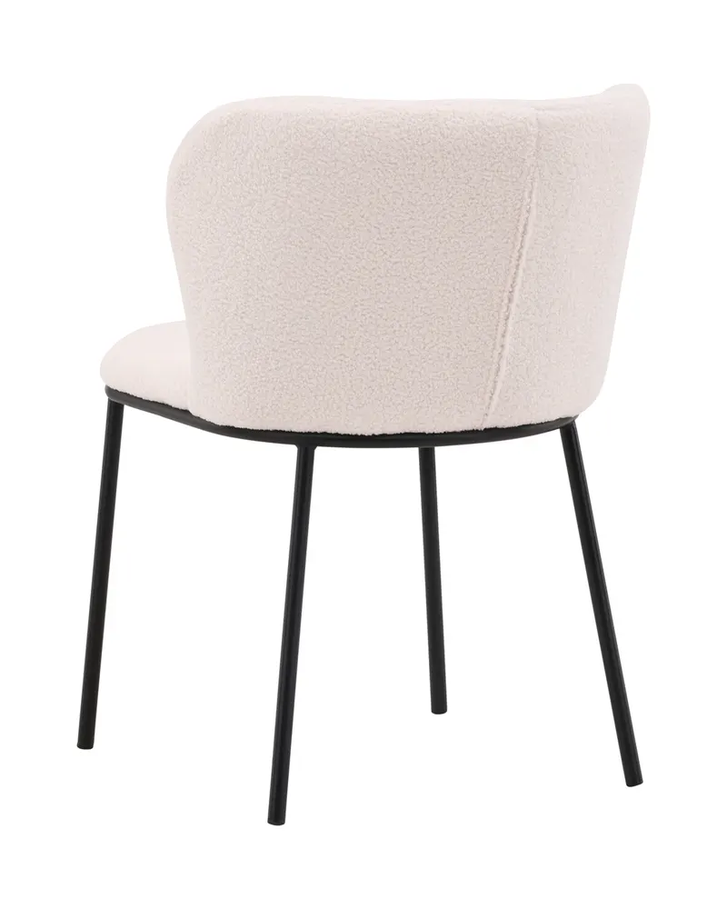 Edina Esszimmerstühle im 2er-Set in Weiß, Gestell Schwarz, Bouclé, Ansicht 6