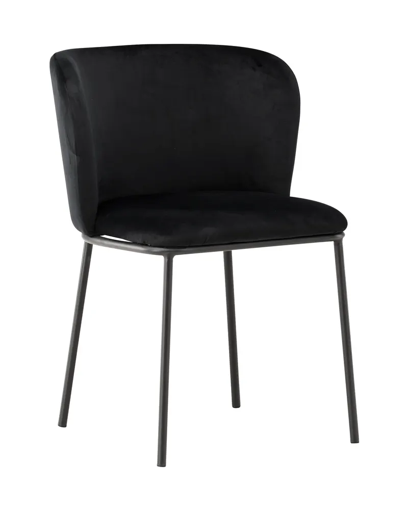 Edina Esszimmerstühle im 2er-Set in Schwarz, Polyester-Samt, Ansicht 1