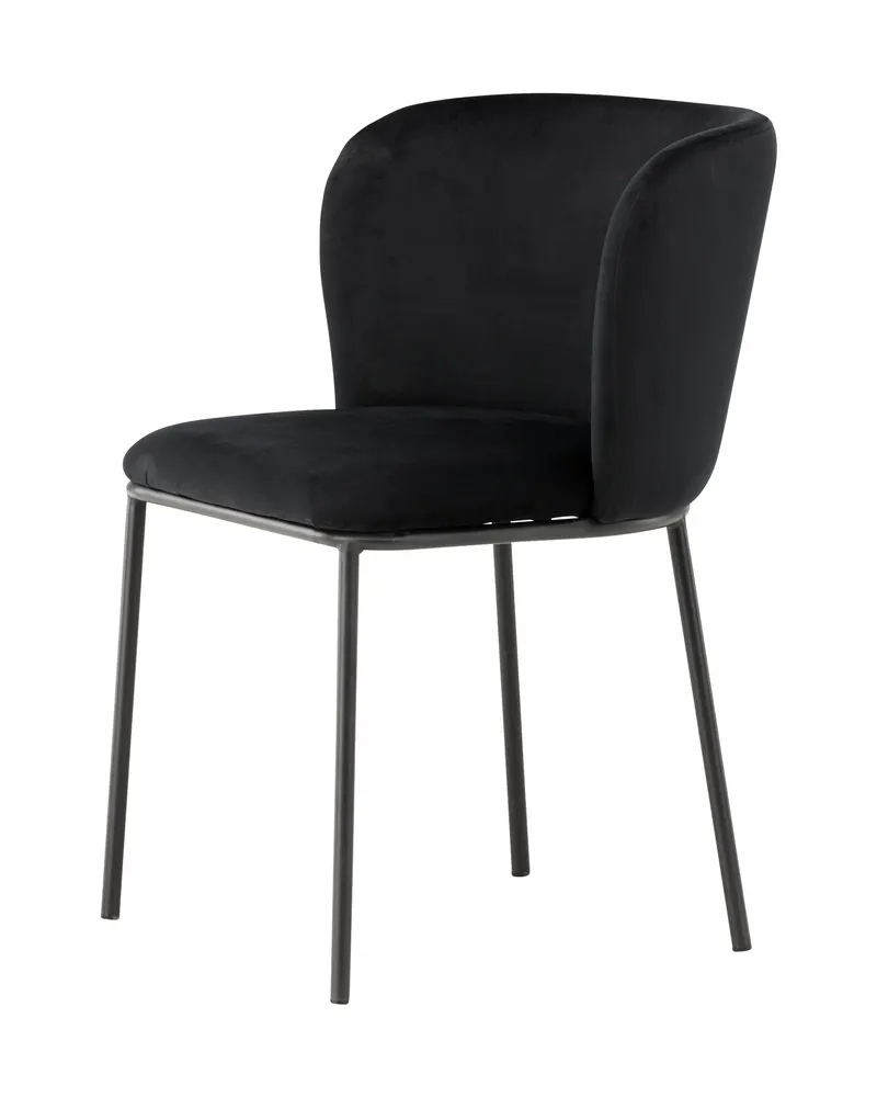 Edina Esszimmerstühle im 2er-Set in Schwarz, Polyester-Samt, Ansicht 7