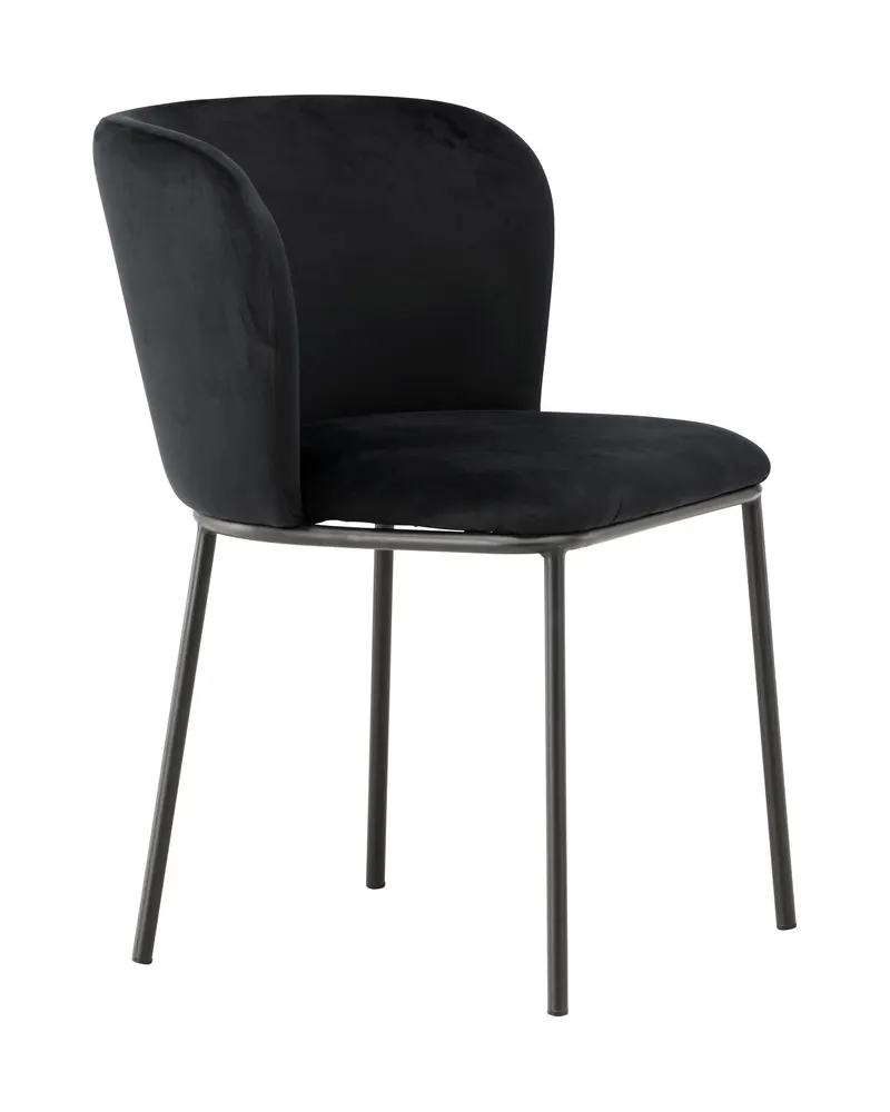 Edina Esszimmerstühle im 2er-Set in Schwarz, Polyester-Samt, Ansicht 13