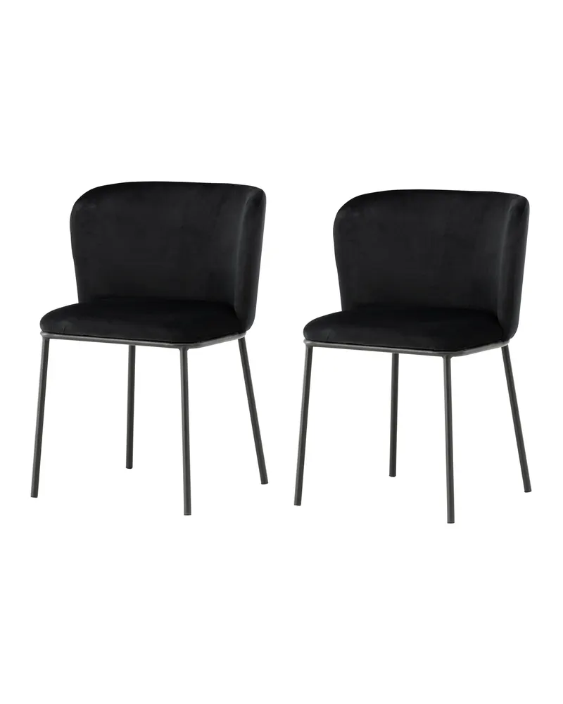 Edina Esszimmerstühle im 2er-Set in Schwarz, Polyester-Samt, Ansicht 5