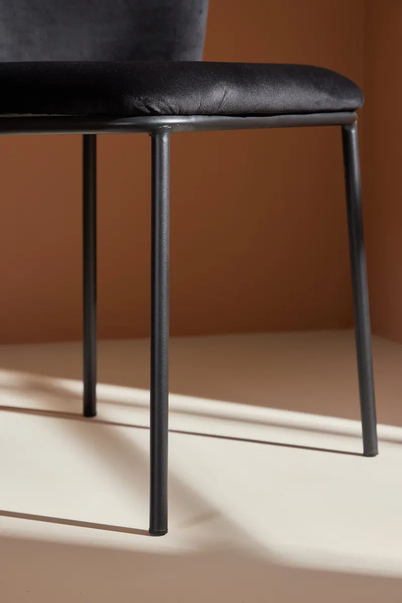 Edina Esszimmerstühle im 2er-Set in Schwarz, Polyester-Samt, im Wohnraum, Ansicht 3