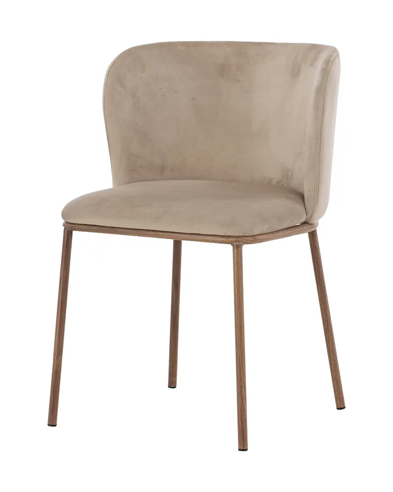 Edina Esszimmerstühle im 2er-Set in Beige, Gestell Natur, Polyester-Samt, Ansicht 1