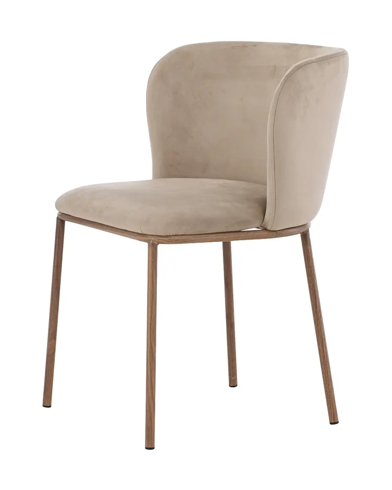 Edina Esszimmerstühle im 2er-Set in Beige, Gestell Natur, Polyester-Samt, Ansicht 8