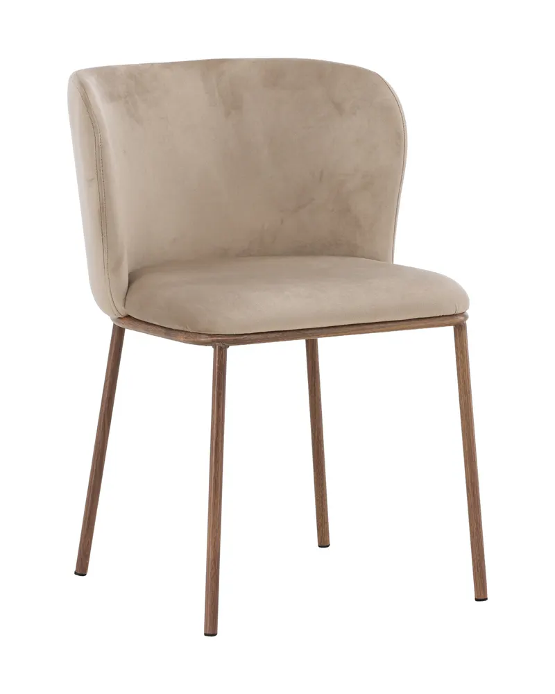 Edina Esszimmerstühle im 2er-Set in Beige, Gestell Natur, Polyester-Samt, Ansicht 13