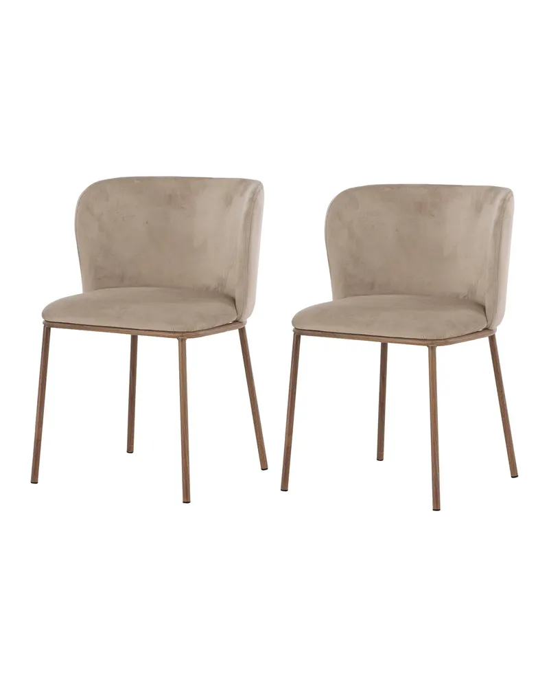 Edina Esszimmerstühle im 2er-Set in Beige, Gestell Natur, Polyester-Samt, Ansicht 2