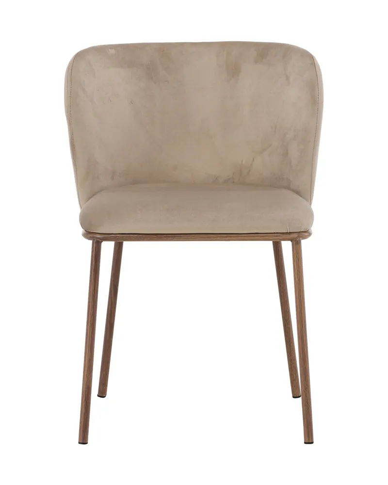 Edina Esszimmerstühle im 2er-Set in Beige, Gestell Natur, Polyester-Samt, Ansicht 3