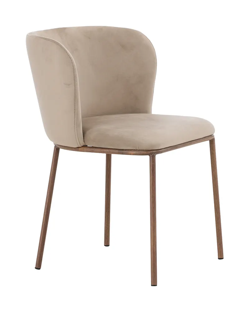Edina Esszimmerstühle im 2er-Set in Beige, Gestell Natur, Polyester-Samt, Ansicht 4