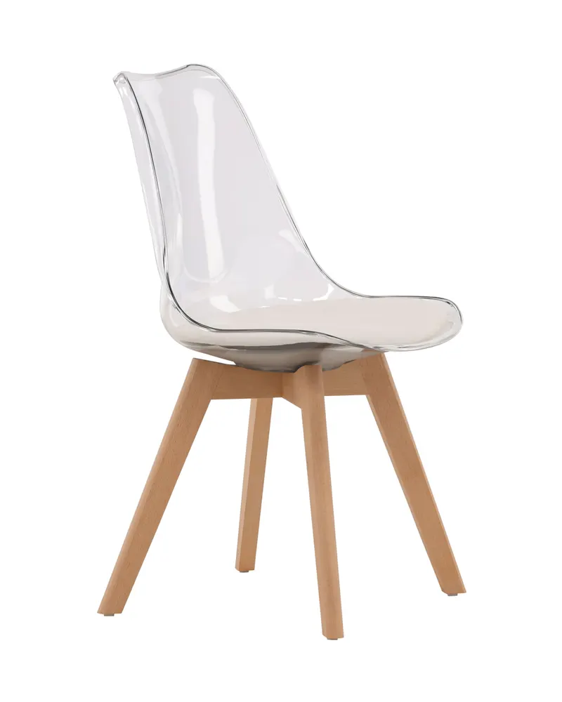 Edvin Esszimmerstuhl mit transparenter Schale und Birkenbeinen, Ansicht 10