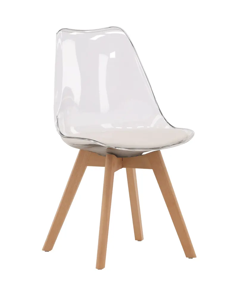 Edvin Esszimmerstuhl mit transparenter Schale und Birkenbeinen, Ansicht 11